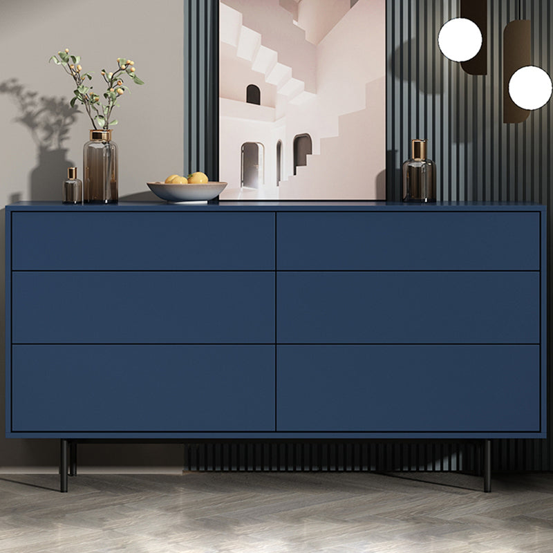 Modern Accent Chest with 6 Drawers and 4 Straight Black Legs