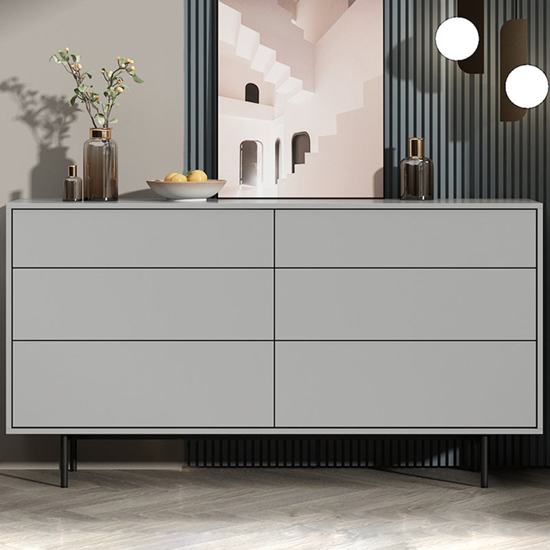Modern Accent Chest with 6 Drawers and 4 Straight Black Legs