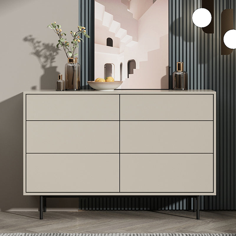 Modern Accent Chest with 6 Drawers and 4 Straight Black Legs
