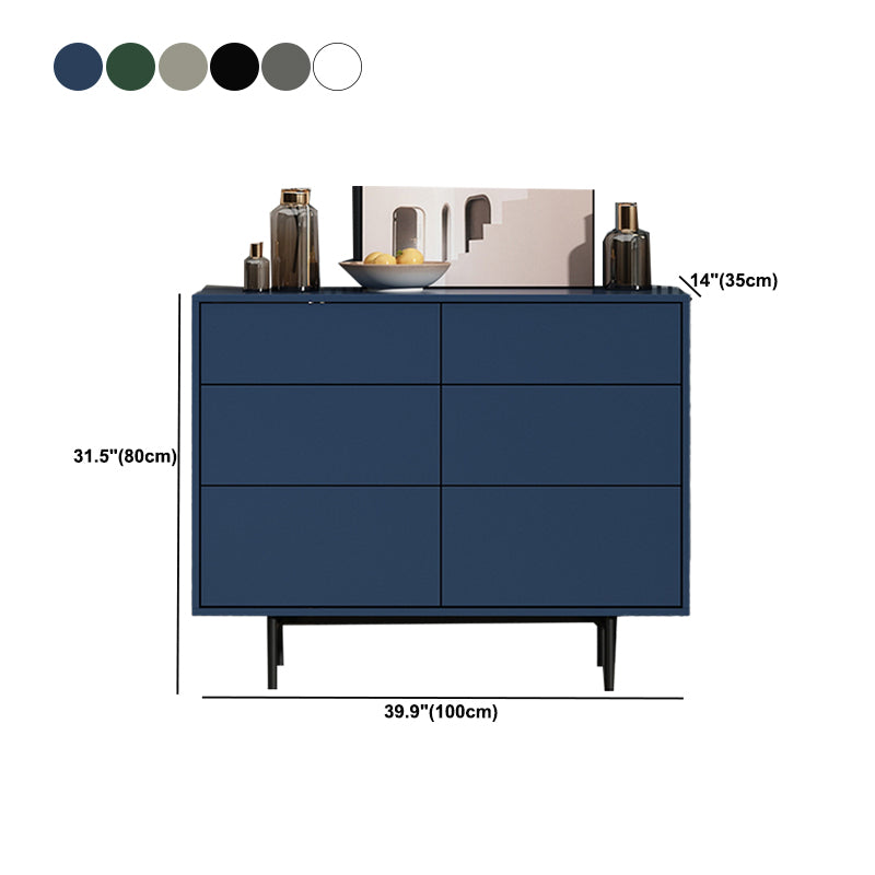 Modern Accent Chest with 6 Drawers and 4 Straight Black Legs