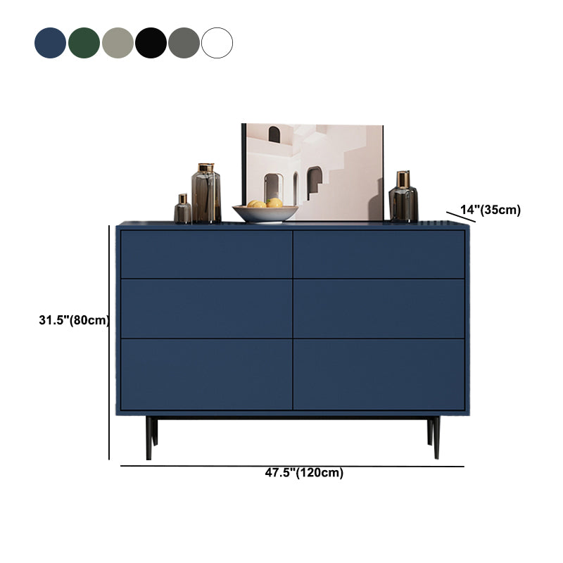 Modern Accent Chest with 6 Drawers and 4 Straight Black Legs