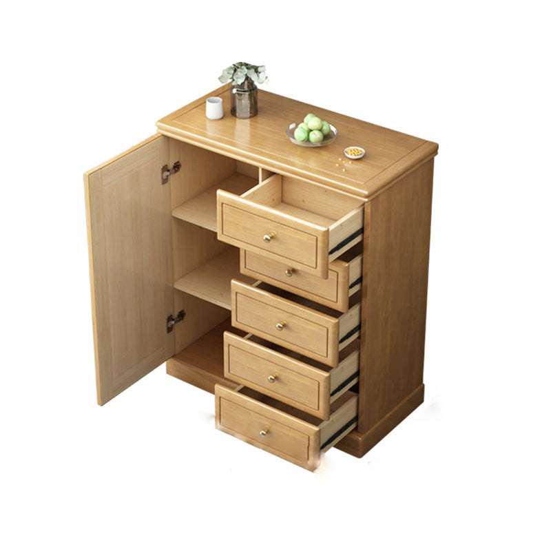 Contemporary Rectangle Accent Cabinet with Drawers Wood Storage Cabinet