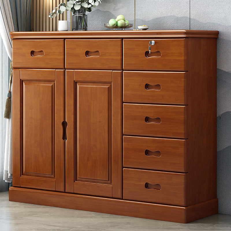 Contemporary Rectangle Accent Cabinet with Drawers Wood Storage Cabinet