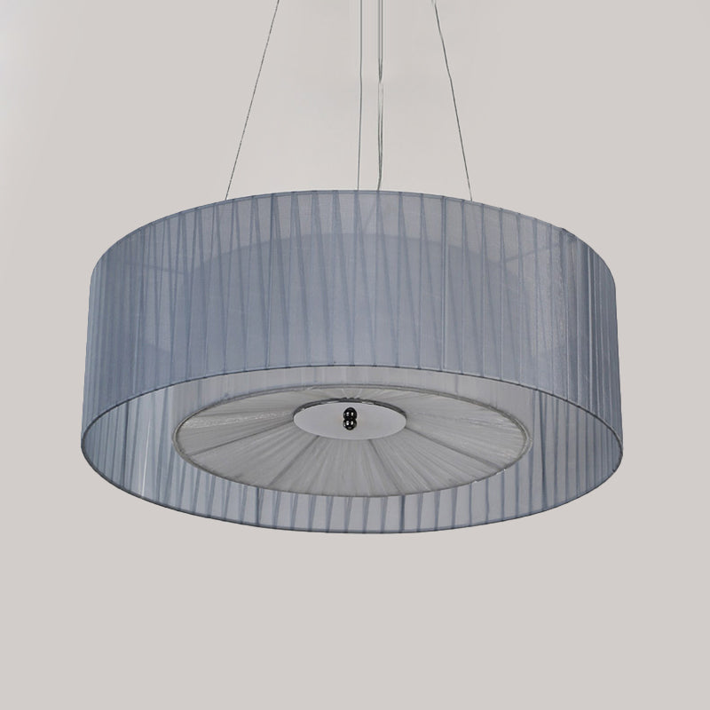 Weiße Trommel Anhänger Beleuchtung nordischer Stoff 3 Lichter Wohnzimmer Kronleuchter, 18 "/21,5" /25.5 "breit