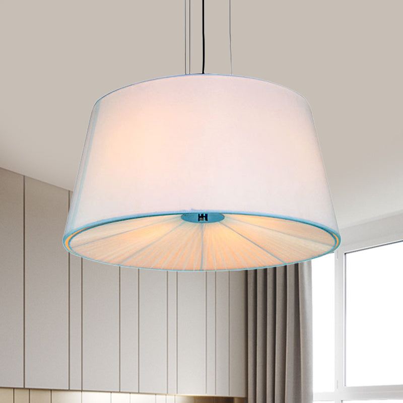 Tissu tambour pendant du lustre nordique 4 lumières suspension de salon en blanc / bleu / beige avec design d'abricot