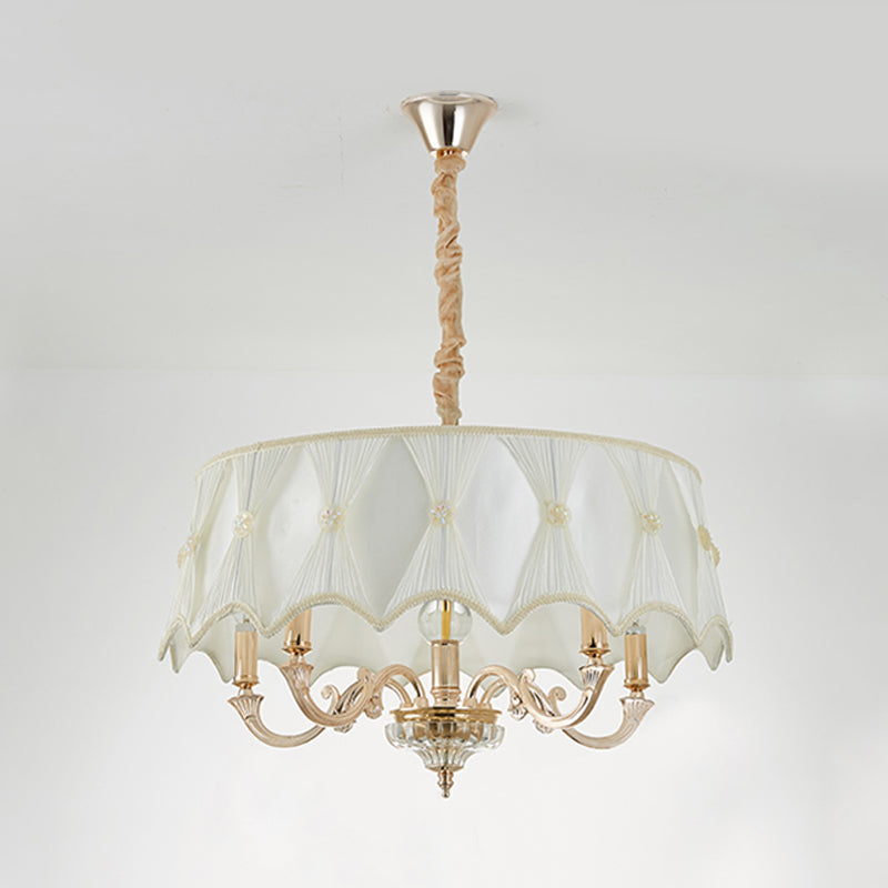 Tissu léger pendant lustre nordique nordique tambour de salon