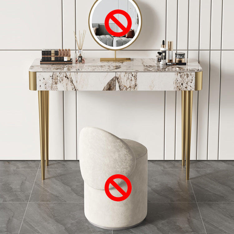 Luxurious Vanity Makeup Dressing Table Stool Set with 2 Drawers