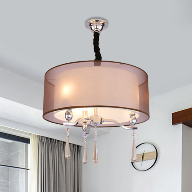 Cylindre Tissu lustre Light Nordic 3 Lights Light Pendard Lighting en noir / rouge