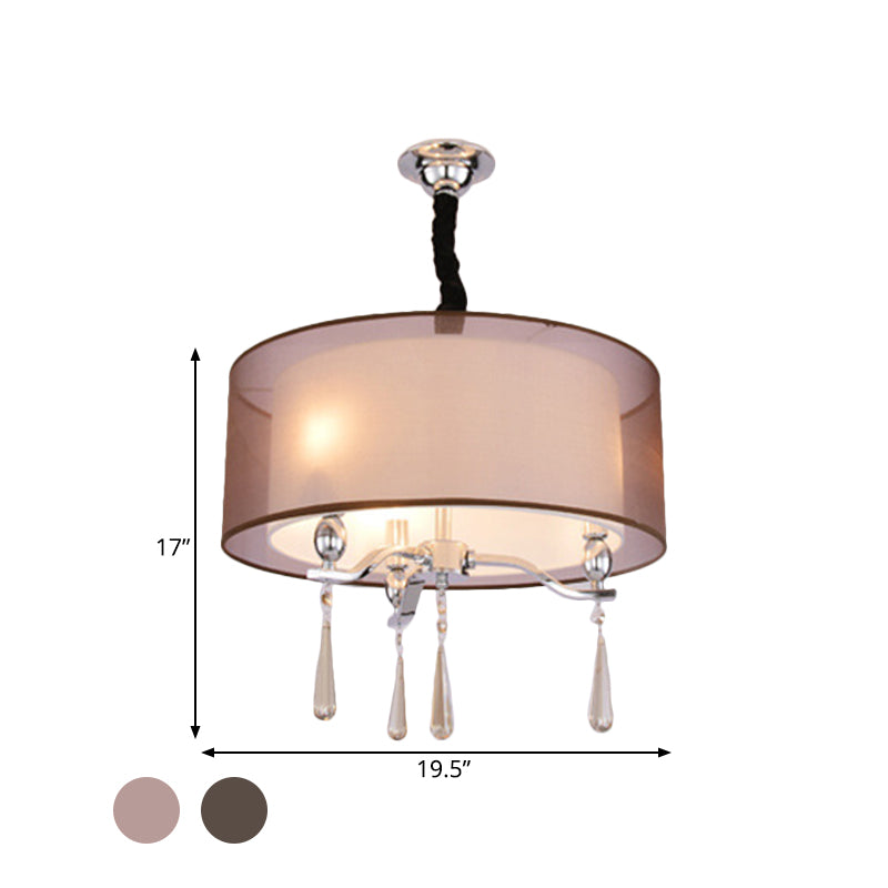 Cylindre Tissu lustre Light Nordic 3 Lights Light Pendard Lighting en noir / rouge