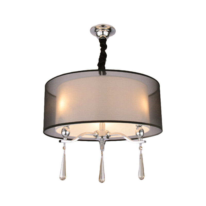 Cylindre Tissu lustre Light Nordic 3 Lights Light Pendard Lighting en noir / rouge