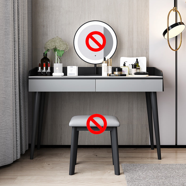 Contemporary Engineered Wood Vanity 37.8" H Vanity Set with Stool