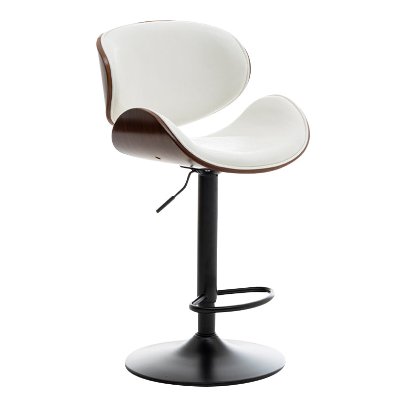 Modern Swivel Footrest Bar Stool Metal Backrest Indoor Counter Stool with Wood Seat