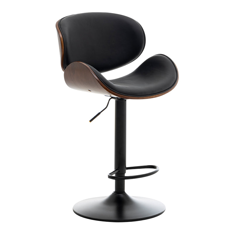 Modern Swivel Footrest Bar Stool Metal Backrest Indoor Counter Stool with Wood Seat