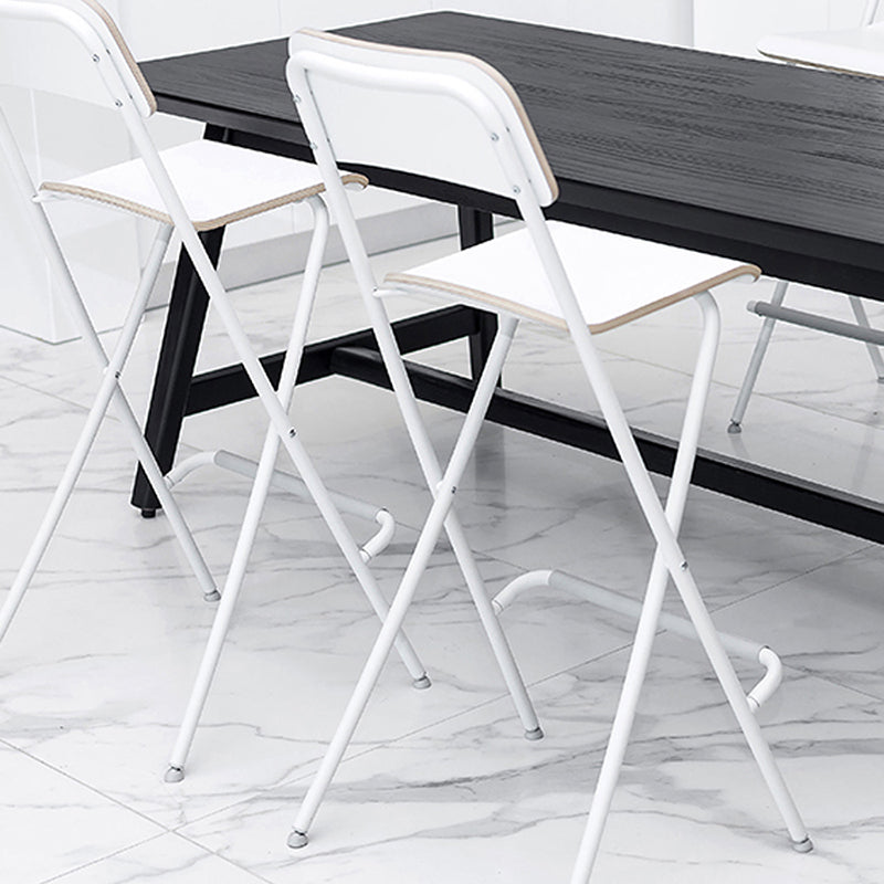 Scandinavian Folding Iron Counter Stools Low Back Bar Stools with Footrest