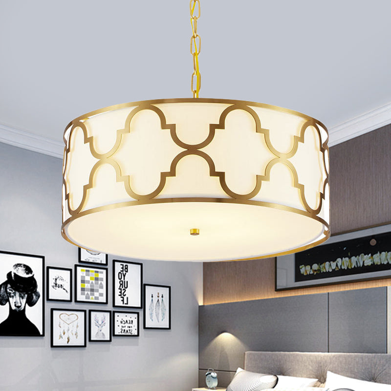 3 luci Luce lampadario con tamburo tessuto Nordico sala da pranzo lampada a soffitto in nero/bianco/blu, 16 "/19,5" /23,5 "