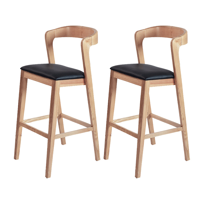 Contemporary Solid Wood Leather Barstools Indoor Bar Stool with Low Back