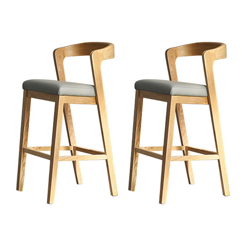 Contemporary Solid Wood Leather Barstools Indoor Bar Stool with Low Back