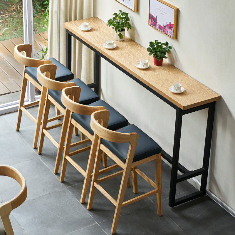 Contemporary Solid Wood Leather Barstools Indoor Bar Stool with Low Back