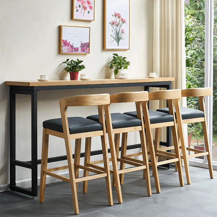 Contemporary Solid Wood Leather Barstools Indoor Bar Stool with Low Back