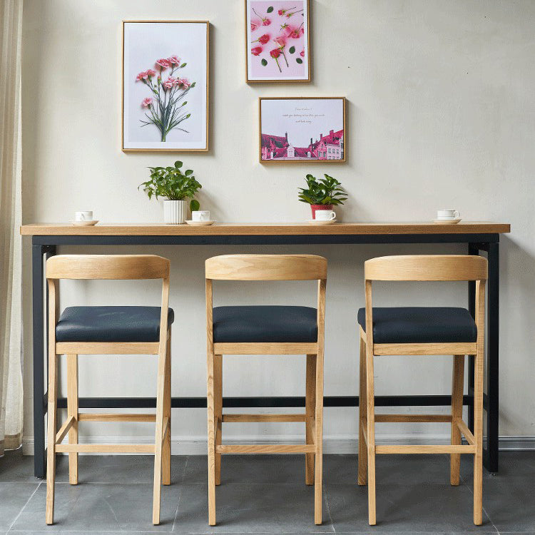 Contemporary Solid Wood Leather Barstools Indoor Bar Stool with Low Back