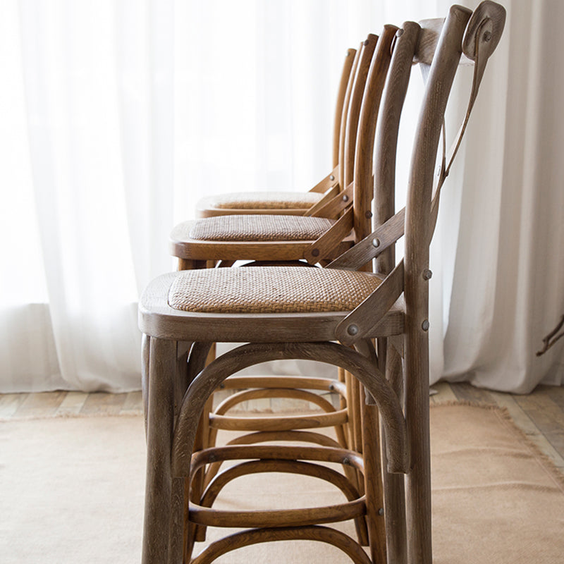 Contemporary Oak Wood Barstool Bristol Bar Stool with Wood Seat and Footrest