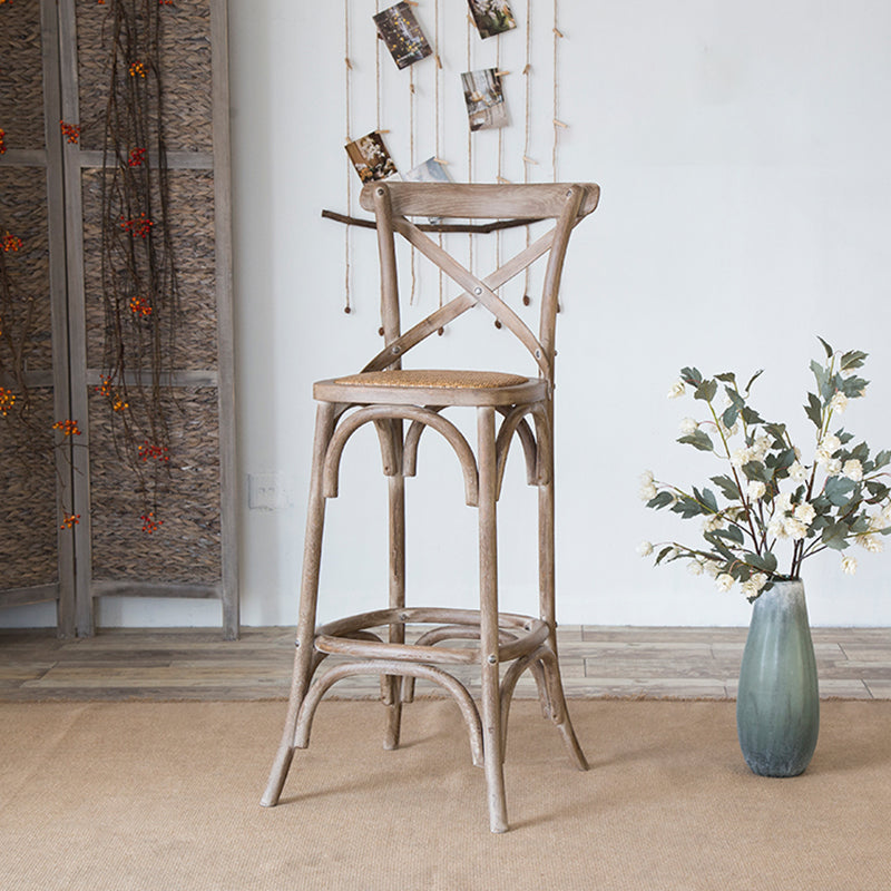 Contemporary Oak Wood Barstool Bristol Bar Stool with Wood Seat and Footrest