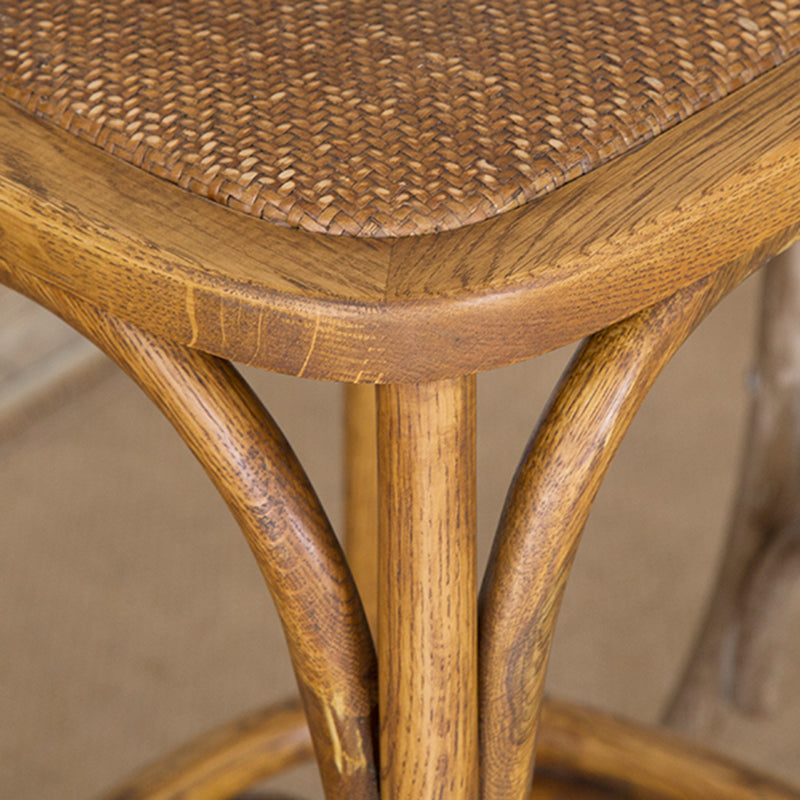 Contemporary Oak Wood Barstool Bristol Bar Stool with Wood Seat and Footrest