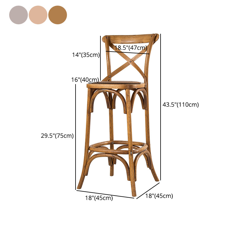 Contemporary Oak Wood Barstool Bristol Bar Stool with Wood Seat and Footrest
