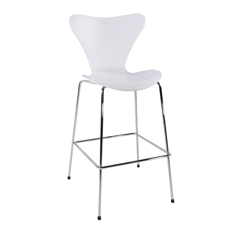 Modern Armless Backrest Bar Stool Wood Kitchen Bar Stool with 4 Metal Legs