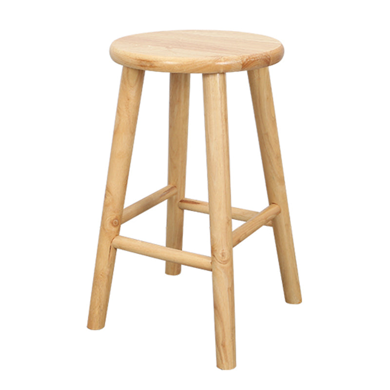 Contemporary Round Counter Bar Stool Wood Backless Bar Stool with Footrest