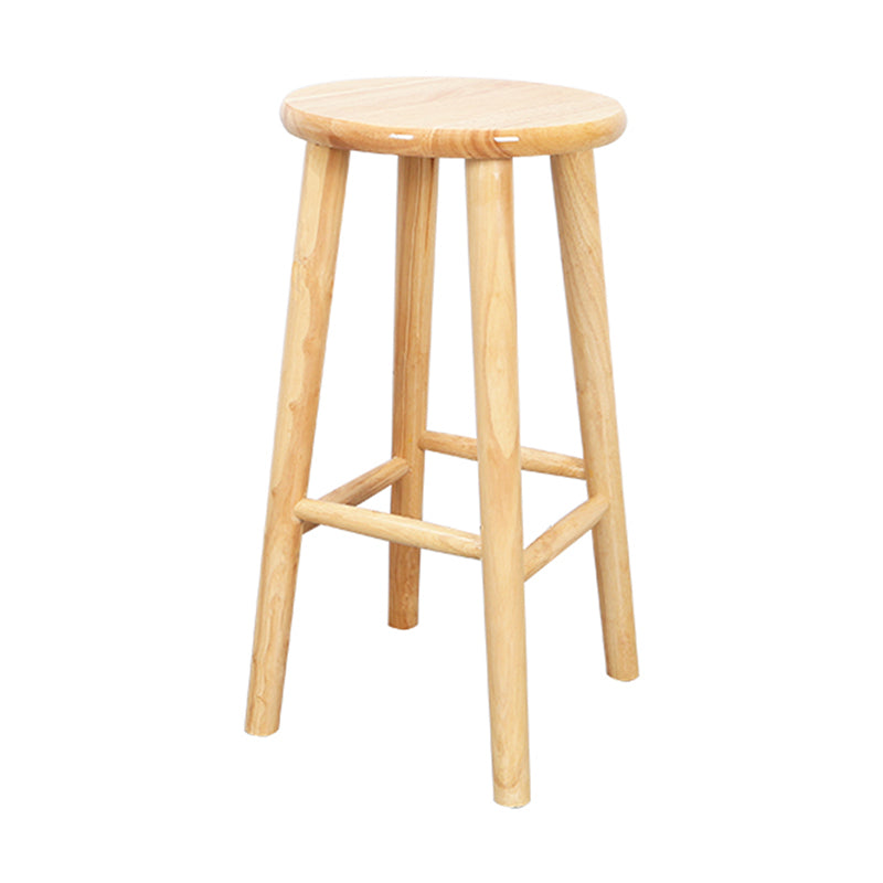 Contemporary Round Counter Bar Stool Wood Backless Bar Stool with Footrest
