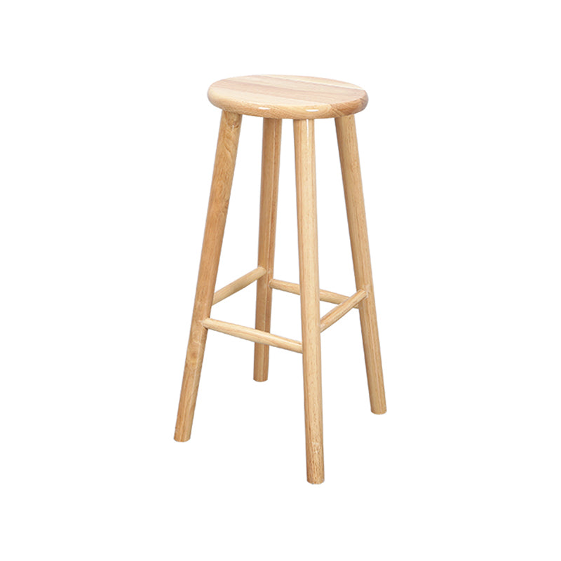 Contemporary Round Counter Bar Stool Wood Backless Bar Stool with Footrest