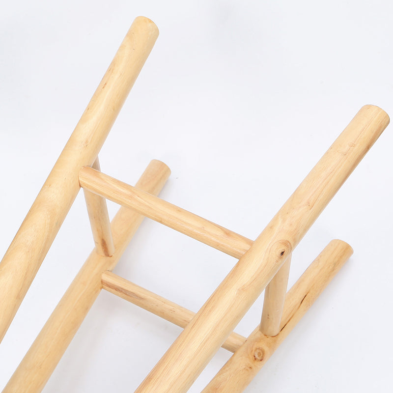 Contemporary Round Counter Bar Stool Wood Backless Bar Stool with Footrest