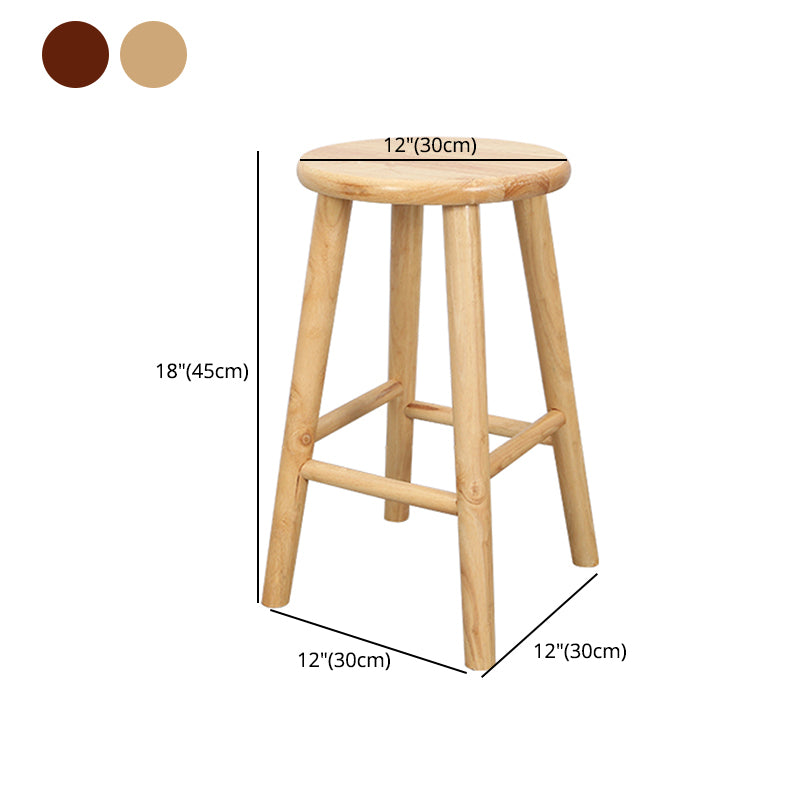 Contemporary Round Counter Bar Stool Wood Backless Bar Stool with Footrest