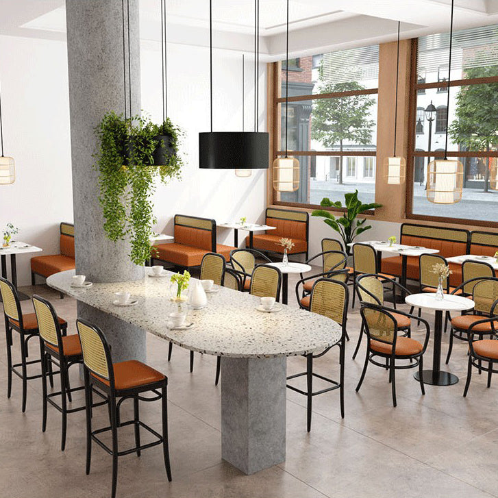 Contemporary Bar and Counter Stool Brown Stool with 4 Legs in Black