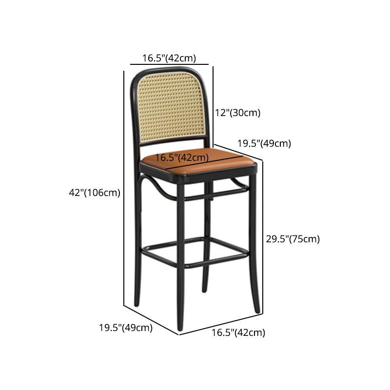 Contemporary Bar and Counter Stool Brown Stool with 4 Legs in Black