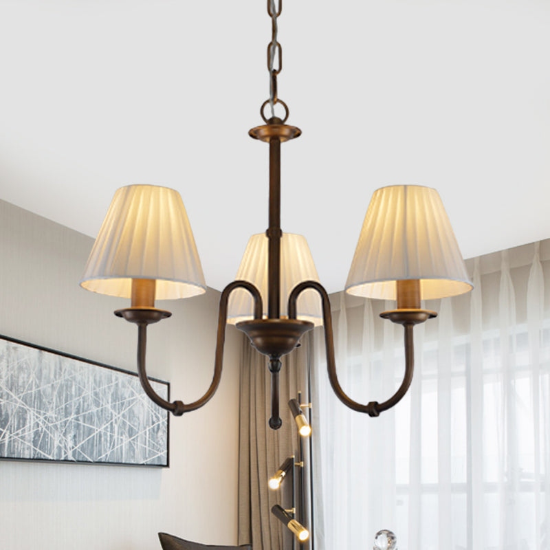 Lampada del lampadario bianco da 3/6 luci lampada tradizionale a sospensione a scorrimento in tessuto per soggiorno con tonalità cono