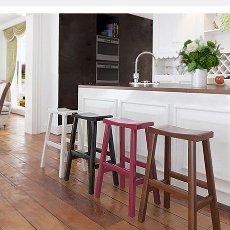 Modern Indoor Solid Wood Counter & Bar Stool Saddle Seat Backless Bar Stool