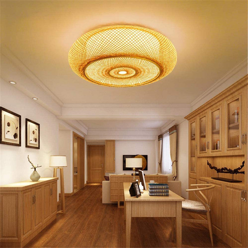 Knit Wood Ceiling Light Flush Mount Lighting for Hallway and Foyer