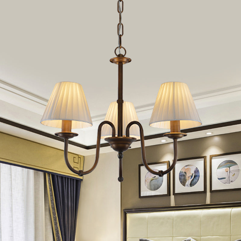 Lampada del lampadario bianco da 3/6 luci lampada tradizionale a sospensione a scorrimento in tessuto per soggiorno con tonalità cono
