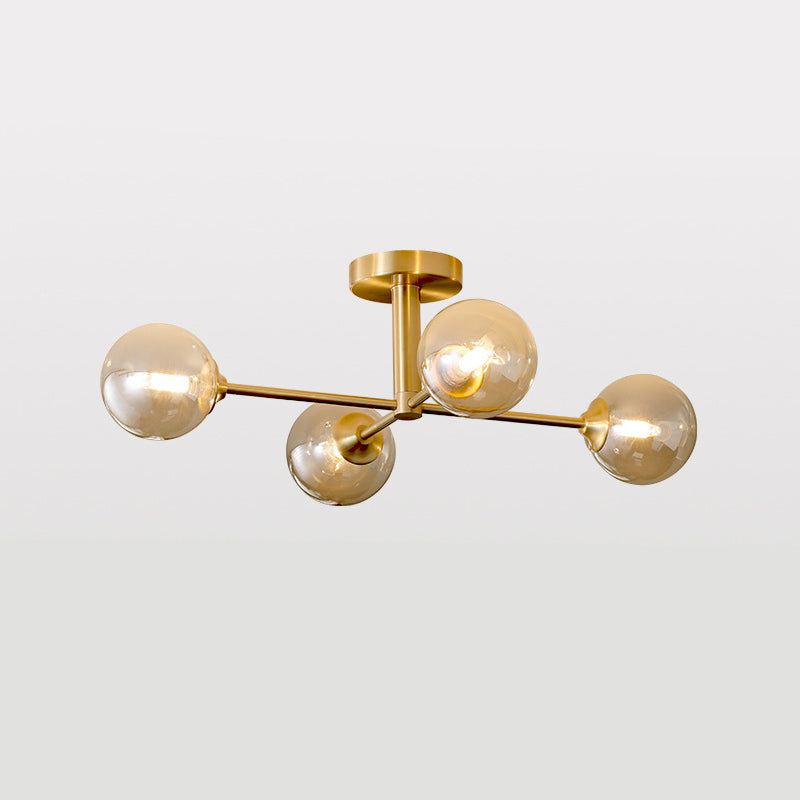 Modernism Golden Ceiling Light Globe Shaded Lighting for Foyer