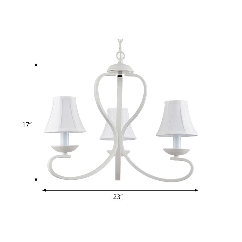 3/6/8 Lights Fabric Hanging Chandelier Traditional White Scalloped Living Room Pendant Light Fixture