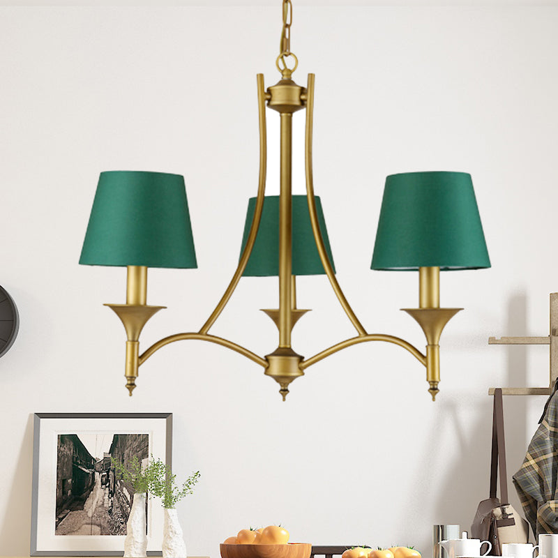 3/6/8 luces Candelier de tela Capante Classic Classe Green Cone dormitorio colgante de techo colgante