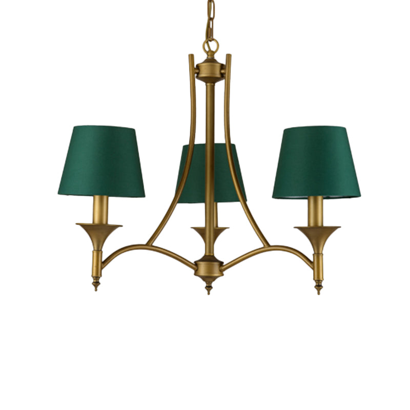 3/6/8 luces Candelier de tela Capante Classic Classe Green Cone dormitorio colgante de techo colgante