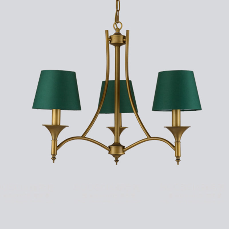 3/6/8 luces Candelier de tela Capante Classic Classe Green Cone dormitorio colgante de techo colgante