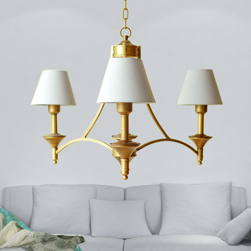 Lampada del lampadario in tessuto cono Luce tradizionale a 3 camere da letto Accensione a sospensione in verde/beige/grigio e blu
