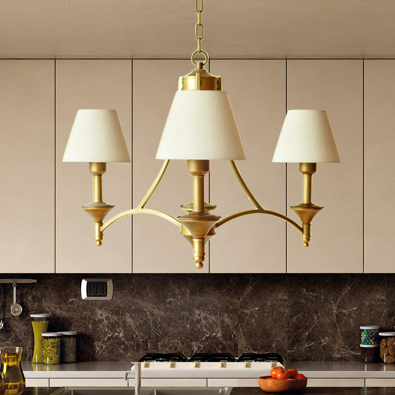 Lampada del lampadario in tessuto cono Luce tradizionale a 3 camere da letto Accensione a sospensione in verde/beige/grigio e blu