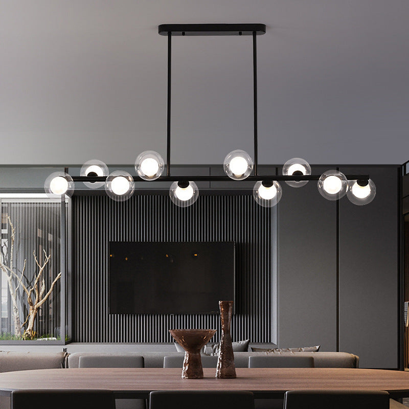 Contemporary 6/8/10-Light Black/Golden Kitchen Island Lighting LED Island Pendant Lighting