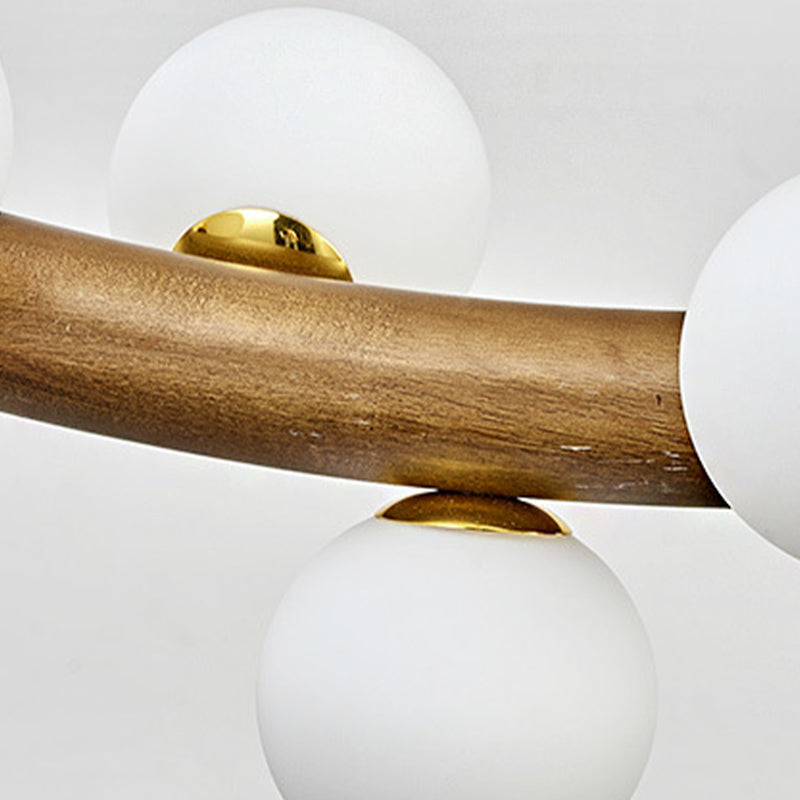 Contemporary 6/8/10-Light Brown Kitchen Island Lighting Wooden Island Pendant Lighting