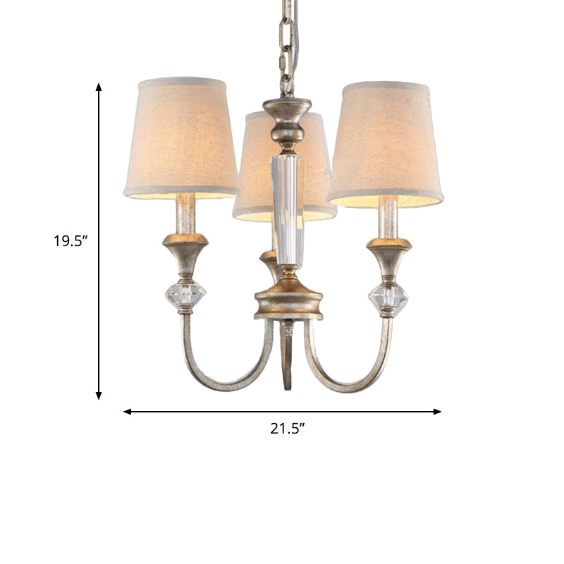 Conola lampadario a sospensione del canone in tessuto tradizionale tessuto 3/6 luci appiccicogeni bianchi con braccio curvo